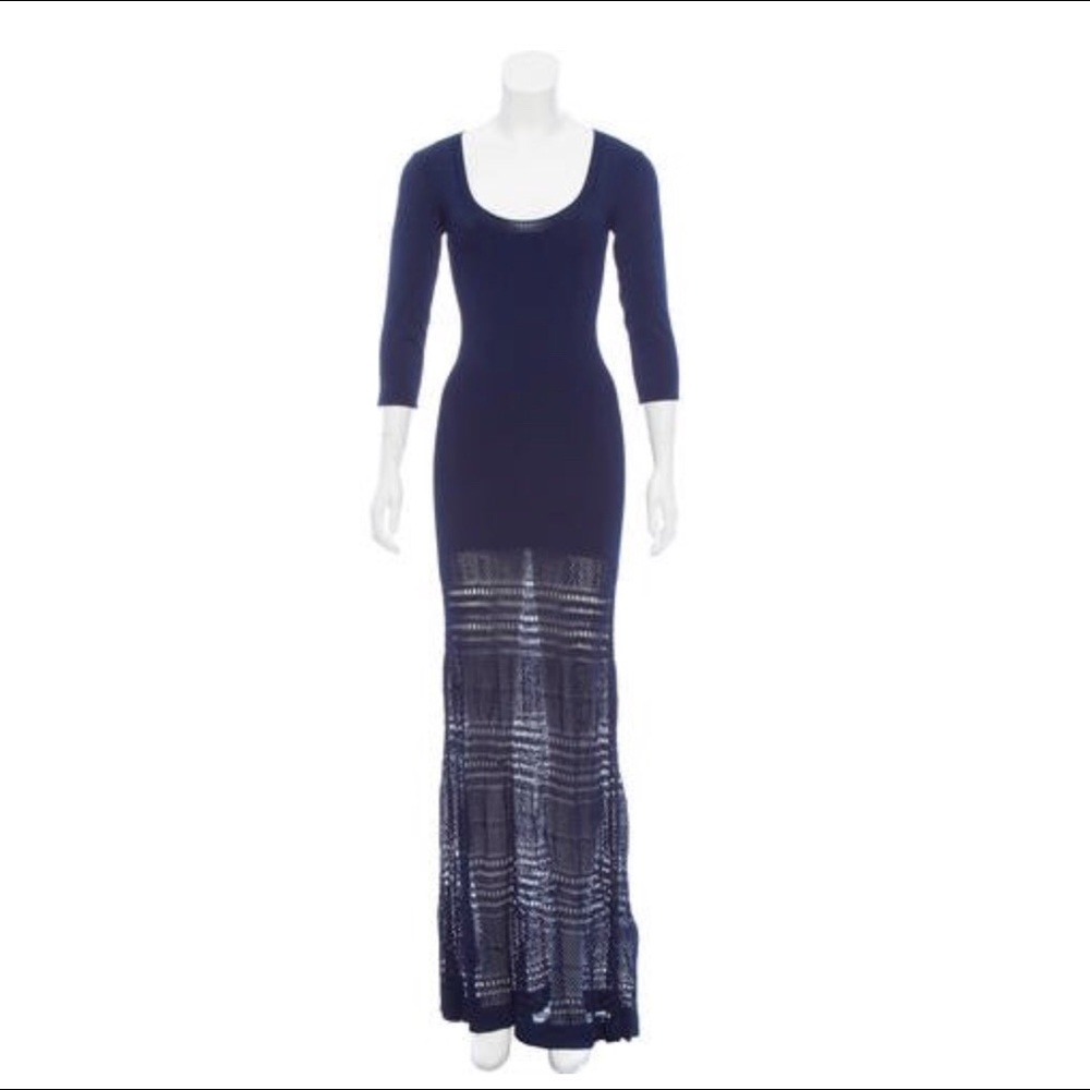 ZAC POSEN Navy Knit Maxi Dress Size Small